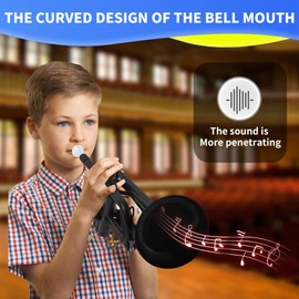 PAMPET Professional Plastic Bb Trumpet Standard Trumpet Set for Student Beginner With 7C Mouthpiece and 3C Mouthpiece, Bb Trumpet Instrument, Black,