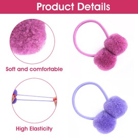 Yolev 28 Pcs Pom Pom Hair Ties for Girls Hair Band Fur Ball Fluffy Ponytail Holders for Women Girl Kids Hair Accessories