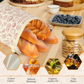 2 PACK Beeswax Sourdough Bread Bags for Homemade Bread, Reusable Cotton Beeswax Bread Bag Portable Waxed Storage All Natural Bees Wax Linen Bag Keep Fresh,13''×17'', 02