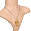 Flongo Edelstahl Anhänger Halskette Gold Golden Jesus Kopf Christus Charm