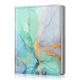 Fintie Photo Album 5x7 Photos - 52 Photos Small Mini Capacity Premium Vegan Leather Cover Photo Book, Portable Wallet Photo Album for Wedding Family Boys Girls Art Work, Emerald Marble