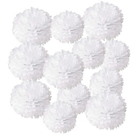 12pcs 10in 12in White Paper Pom Poms Tissue Paper Balls Wedding Party Flower Decorations DIY Art Craft Blooms for Birthday Baby Shower Nursery Decor
