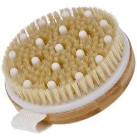 PARSA Beauty Bamboo Massage Brush / Exfoliating Brush FSC® Certified with Boar Bristles and Massage Nodes / Nubs