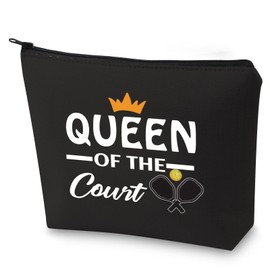 BLUPARK Pickleball Queen Gift Pickleball Women Makeup Bag Queen Of The Court Cosmetic Bag for Pickleball Player (Pickleball Queen-BK)