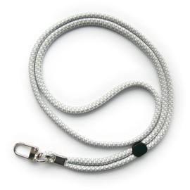 trage.band® Long Adjustable Neck Strap with Carabiner Hook, White/Grey