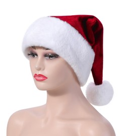 KFZR Santa Hat,Adults Unisex Velvet Christmas Hat,New Year Festive Party Christmas Supplies (Red)