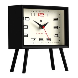 NEWGATE Henry Mantel Clock Black - No-Tick Silent Sweep Movement - Modern Mantelpiece Clock - Small Clock - Clocks For Living Room - Office Clock - Desk Clock - Arabic Dial (Cream)