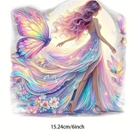 Butterfly Fairy PVC Vinyl Car Decals Stickers Waterproof Self-Adhesive Decals for Cars, Laptops, Trucks, Motorcycles Wall Window Luggage Scratch Cover Door Decor Sticker