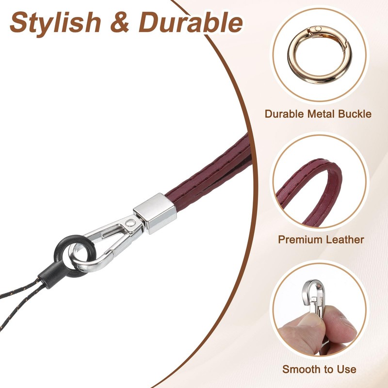 sourcing map 2 Pcs Smooth Leather Wristlet Strap, Prevent Drop