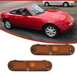 GTINTHEBOX Front Amber & Rear Red Lens Side Marker Light Housing Assembly Compatible With 1990-2005 MAZDA MX-5 MIATA Fender Bumper Lamp