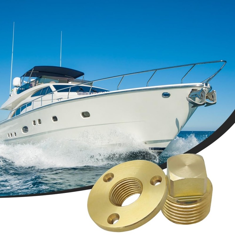 MiOYOOW 2-Piece Solid Drain Plug Set, Brass Drain Marine Boat