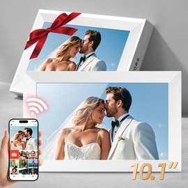 EKoio Digital photo frame,Christmas gift box,Gift ideas,10.1 Inch WiFi Digital Picture Frame,1280 * 800IPS HD Cloud Smart Digital Photo Frame,32GB Storage, Wall Mountable, Auto-Rotate,Easy to Share Photos or Videos via free APP - Color: White-gift box