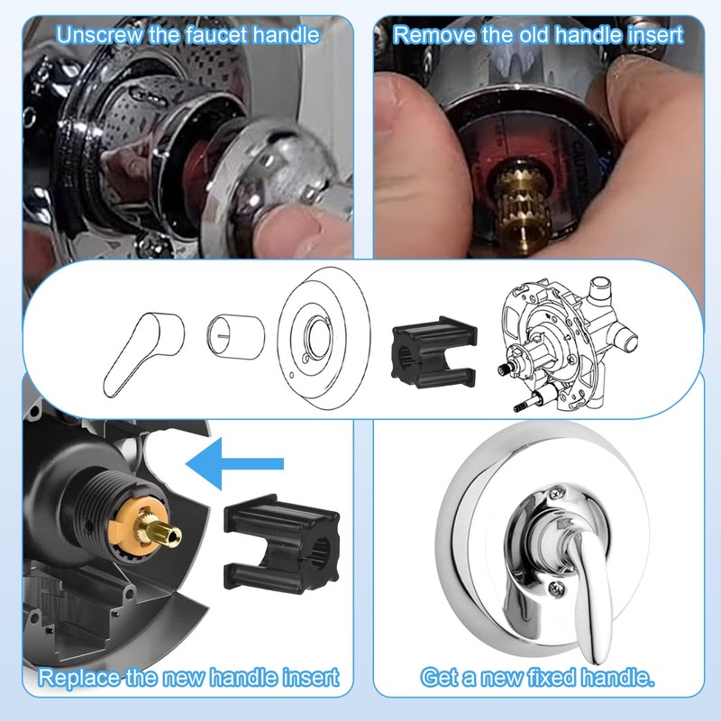 10pcs Shower Faucet Handle Insert, Plastic Shower Handle Replacement Parts