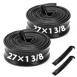 MOHEGIA Set of 2 27x1 3/8 Bicycle Tubes: 27 Type WO Urban Bike Bicycle Tubes - 32mm Schrader Valve 2 Tire Levers - Perfect for Light & Mamachari