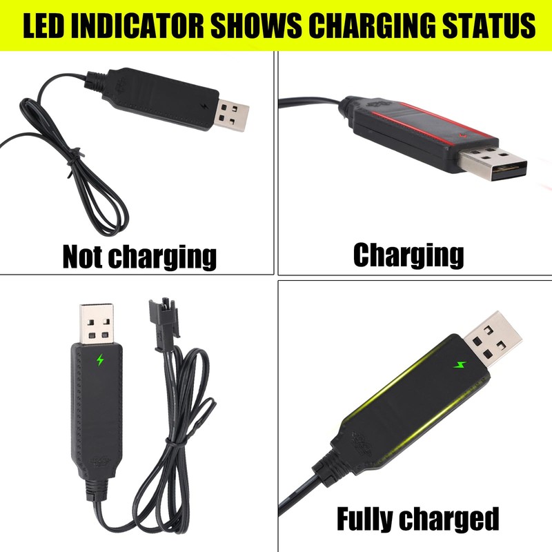 2pcs Battery Charger for Bubble Machine Gun, 3.7V SM-2P USB