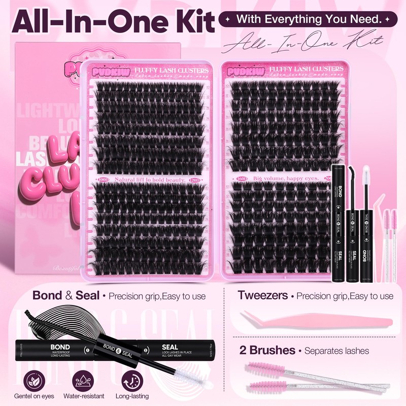 Thick Fluffy Lash Clusters Kit 100-200D Dramatic Lash Kit Bold