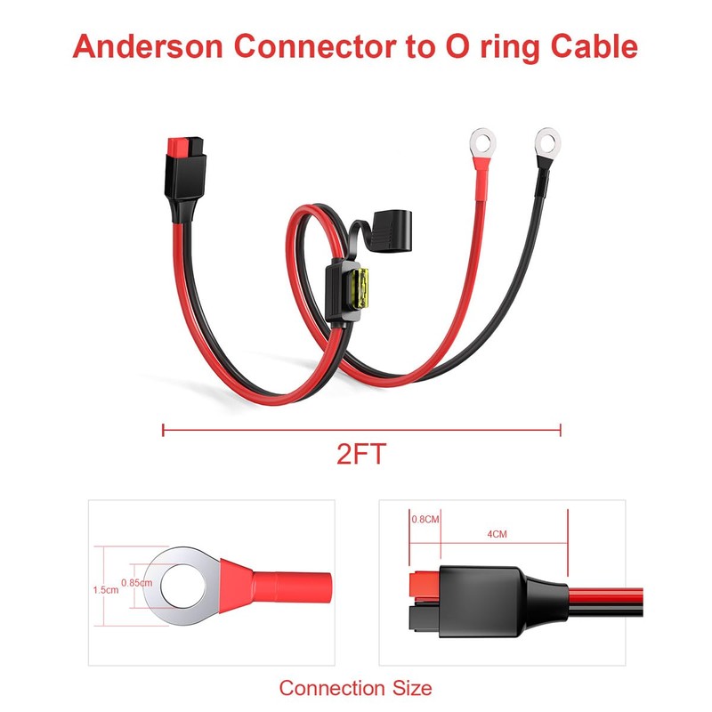 ELFCULB Anderson Connector to O Ring Terminal 10AWG Battery Connector