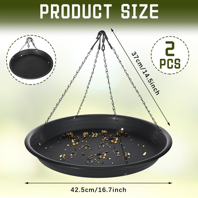 Briwooody 2 Sets 16.7" Bird Seed Catcher Tray Platform Bird