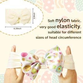 RUIOMII 2Pcs Easter Baby Headband Bows, Soft Adjustable Nylon Baby Girl Headbands
