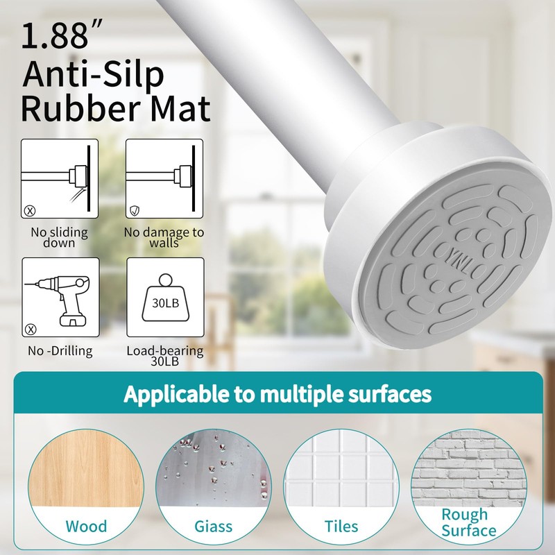 YNL Tension Curtain Rod 34-66 inches-Never Rust, Non-Slip, No Drill
