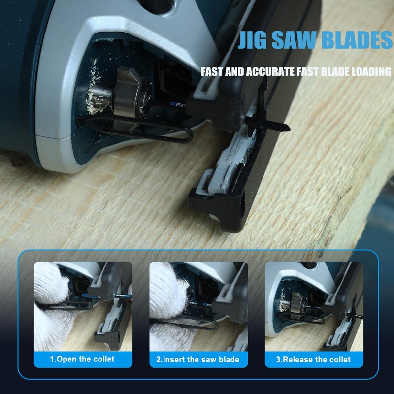 MUOZLOP 50pcsT244D Jigsaw Blades，6TPIJig Saw Blades with Storage Case,T-Shank jig