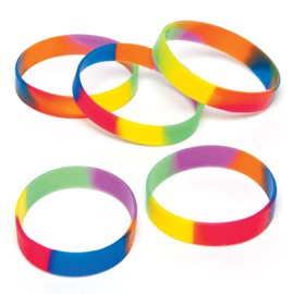 Baker Ross AG758 Regenbogenfarbene Gummibänder, 10 Stück, Party-Mitbringsel, Partytüten-Füllung, Geschenke oder Preise, sortiert