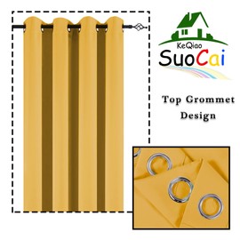 KEQIAOSUOCAI Yellow Blackout Draperies Curtains for Baby Kids Girls Room Nursery Essential Thermal Insulated Grommet Top Sun Block Curtain Drapery Panels 1 Pair 34 x 45 inches