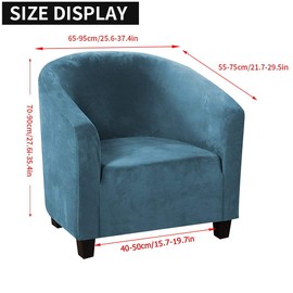 Mingfuxin Velvet Tub Chair Slipcover, High Stretch Club Chair Covers Washable Armchair Sofa Couch Covers Slipcovers Furniture Protectors for Dining Living Room Office(Peacock Blue, Velvet)