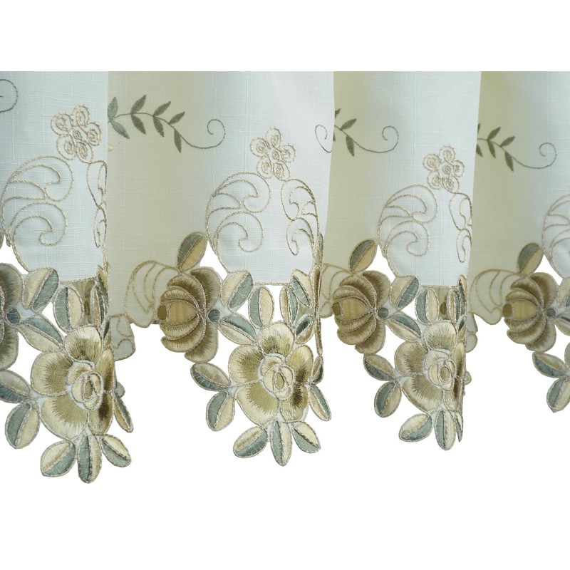 Today's Curtain Verona Reverse Embroidery Valance, 14", Ecru/Antique
