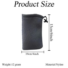 6Pcs 10x15cm/4x6 Inch Black Nylon Mesh Drawstring Bag Pouch String Bags Small Travel Storage Organizer for Mini Stuff Cellphone Mp3 Cosmetic