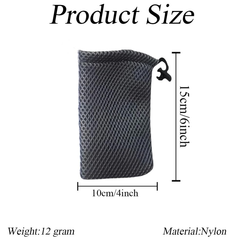 6Pcs 10x15cm/4x6 Inch Black Nylon Mesh Drawstring Bag Pouch String
