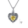 Citrine Cremation Jewelry Heart Tree of Life Urn Necklace for