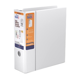 QuickFit Deluxe Heavy Duty File Binder - 4" Binder Capacity - 650 Sheet Capacity - D-Ring Fastener - 2 Internal Pocket(s) - Vinyl - White - Recycled - 1 Each