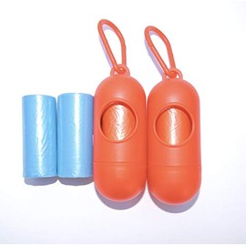 Set of 2 - Dog Poop Bag Dispensers with 4 Bag Rolls (Red)