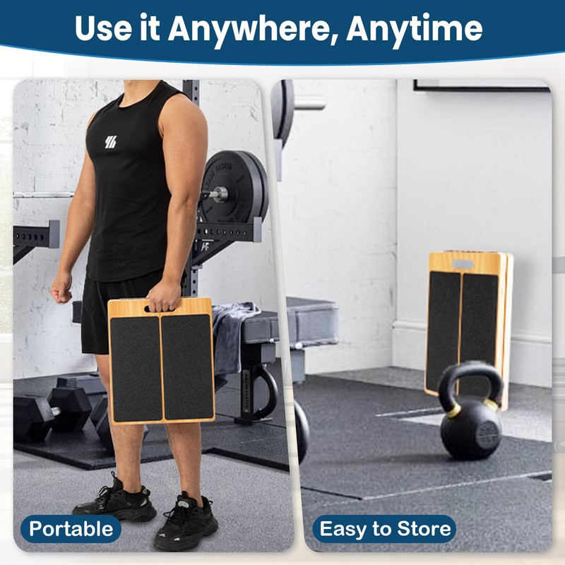 StrongTek 13” Wide Portable Wooden Slant Board, 5-Level Incline (15°-35°),