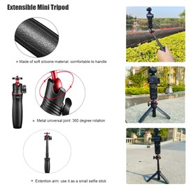 Kit for DJI Osmo Pocket 3 Accessories Tripod Selfie Stick Glass Screen Protector Film for Lens Case Cover Suction Cup Silicone Non-Slip Mount Backpack Clip 32E (Kit1 for DJI OSMO Pocket3)