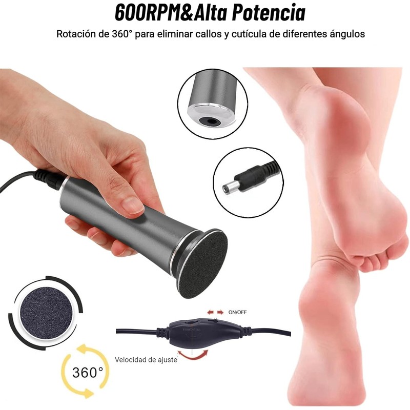 Lima para Pies,con Velocidad Regulable y 60 Discos de Papel