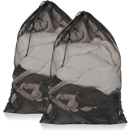 2 Pack Mesh Laundry Bags, 23 x 34 Inches Heavy Duty Mesh Laundry Bag, Large Laundry Drawstring Bag for College, Dorm, Travel, Family and Apartment Dwellers, Black