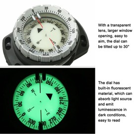 HEIYE Underwater Compass 50M Underwater Diving Compass Luminous Dive List Compass Waterproof Navigation Tool with Elastic Rope for Diving, Camping and Other Outdoor Activities