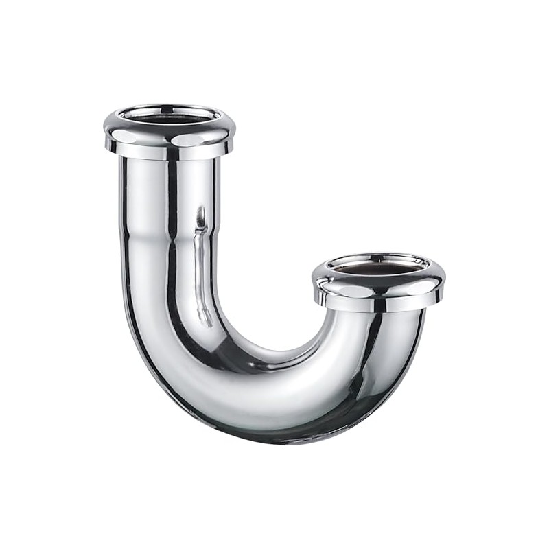 ZM Heavy-Duty Brass J-Bend Sink Trap with Slip Joint Connection,