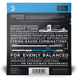 D'Addario Cuerdas de Bajo Eléctrico - EXL160BT 50-120 - Cuerdas de Bajo Enrolladas en Níquel - Para Bajo de 4 Cuerdas - Tensión Equilibrada Media