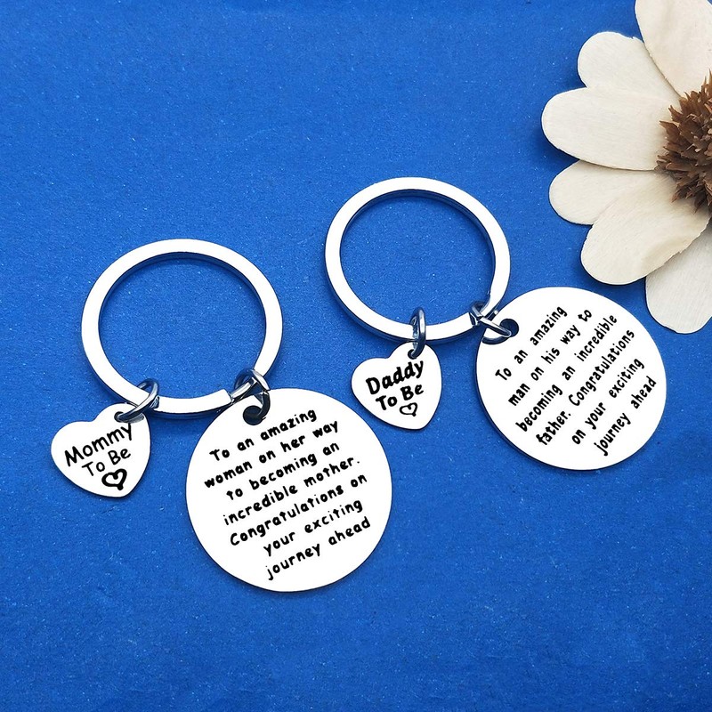 Mom to Be Gift Daddy to Be Keychain Pregnancy Announcement