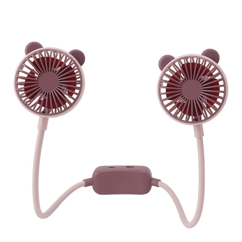 Portable Neck Fan Dual Head Bendable Wearable USB Rechargeable Hand