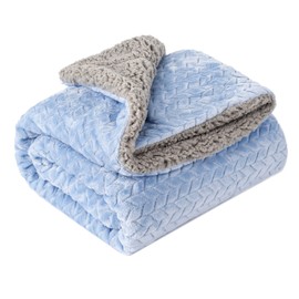 Fuzzy Blanket or Fluffy Blanket for Baby Girl or boy, Soft Warm Cozy Coral Fleece Toddler, Infant or Newborn Receiving Blanket for Crib, Stroller, Travel, Outdoor, Decorative (32" x 40", MD-Sky Blue)