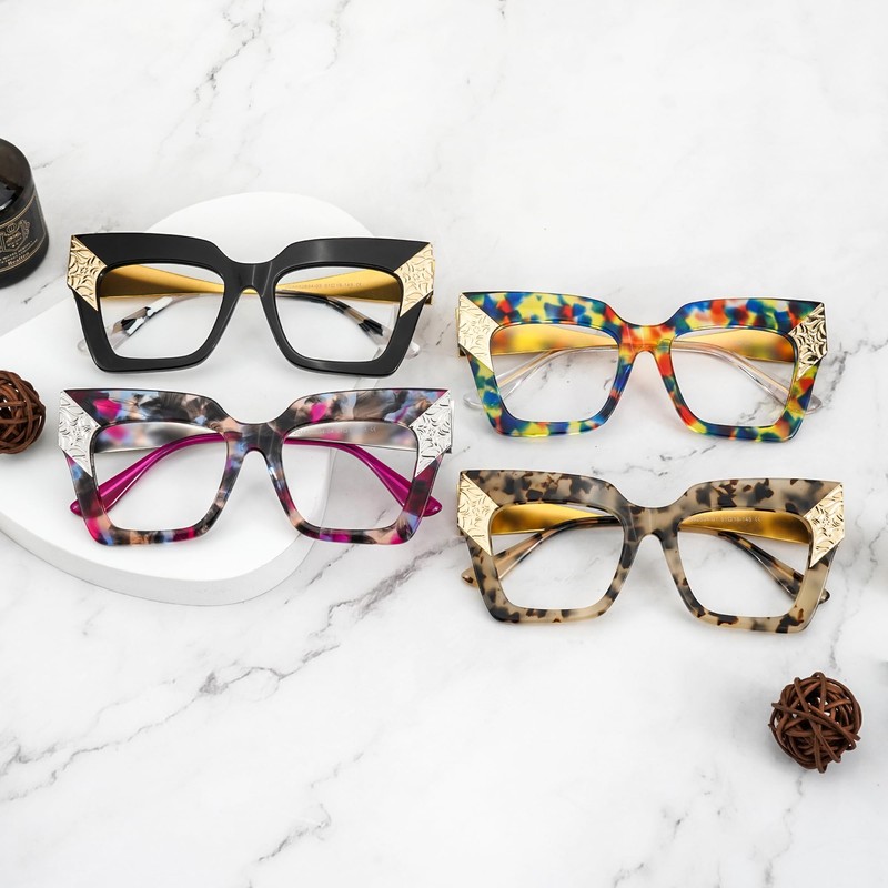 Zeelool ZJGA652634 - Marco de anteojos retro de gran tamaño