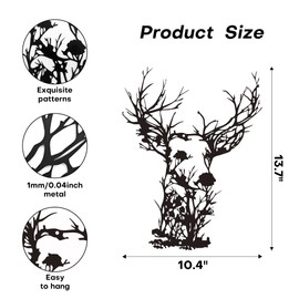 Xedatric Deer Head Metal Wall Art-Rustic Wildlife Hunting Lodge Decor, Farmhouse Indoor/Outdoor Metal Sculpture for Living Room, Cabin, Patio