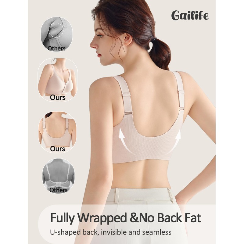 Gailife Jelly Front Closure Bras for Women Wireless No Underwire