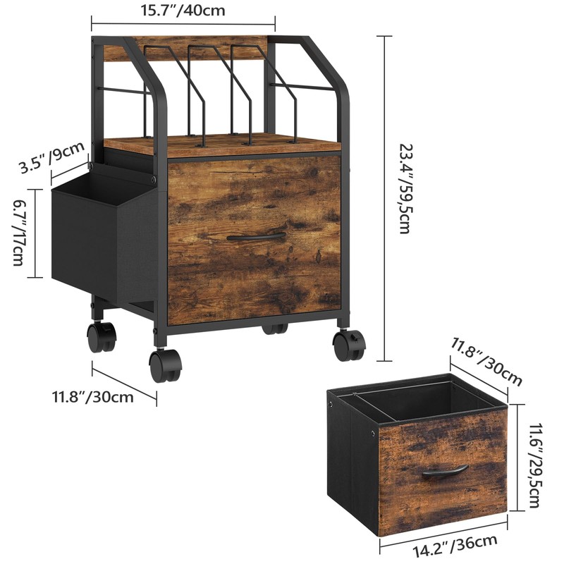 MAHANCRIS Small File Cabinet, Rolling Filing Cabinet for Under Desk