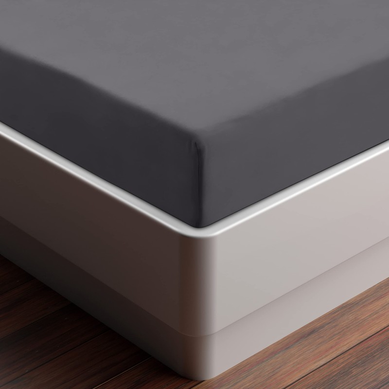 Utopia Bedding Fitted Sheet Double, Grey - Deep Pocket 14