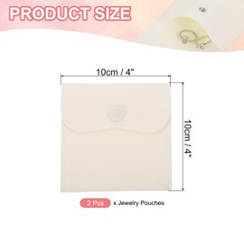 PATIKIL 4x4" Velvet Jewelry Pouches, 2 Pack Velvet Pouches Snap Button Jewelry Storage Bags Present Pouch for Earrings Bracelets Necklaces Rings Watch, Beige